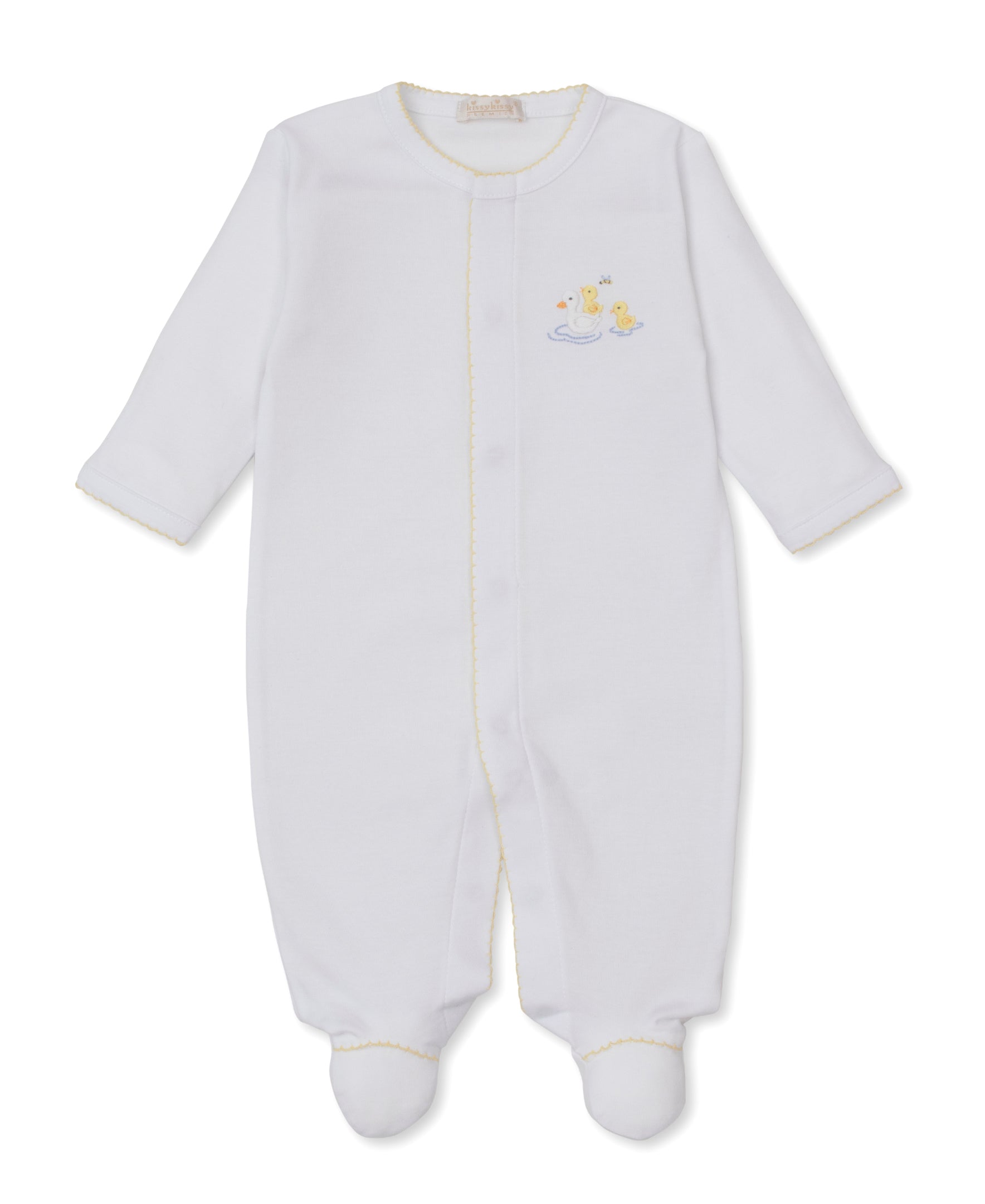 Premier Duck Pond Paddles White Hand Emb. Footie - Kissy Kissy