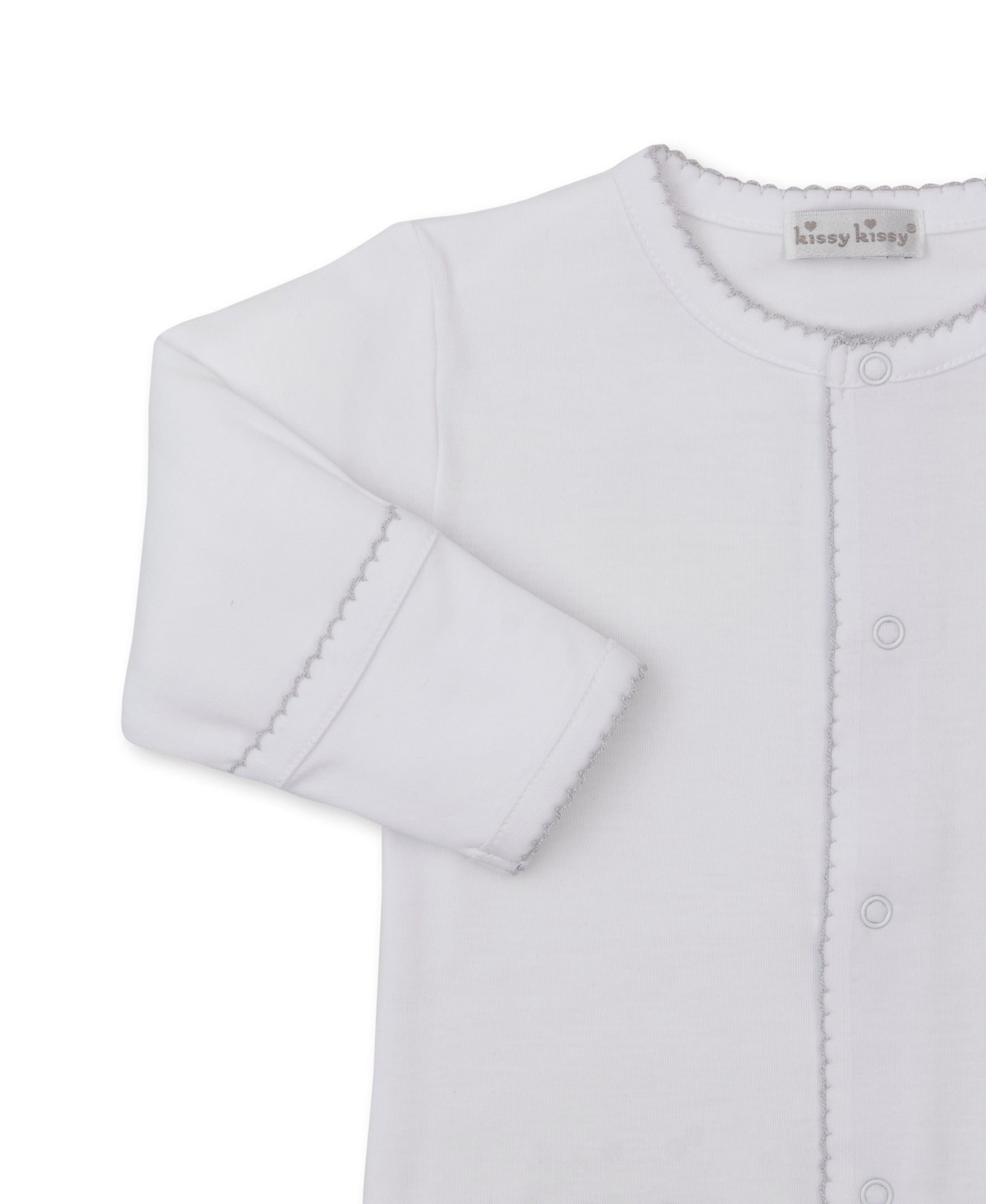 Springtime Bunny Fun White/Silver Footie & Hat Set - Kissy Kissy