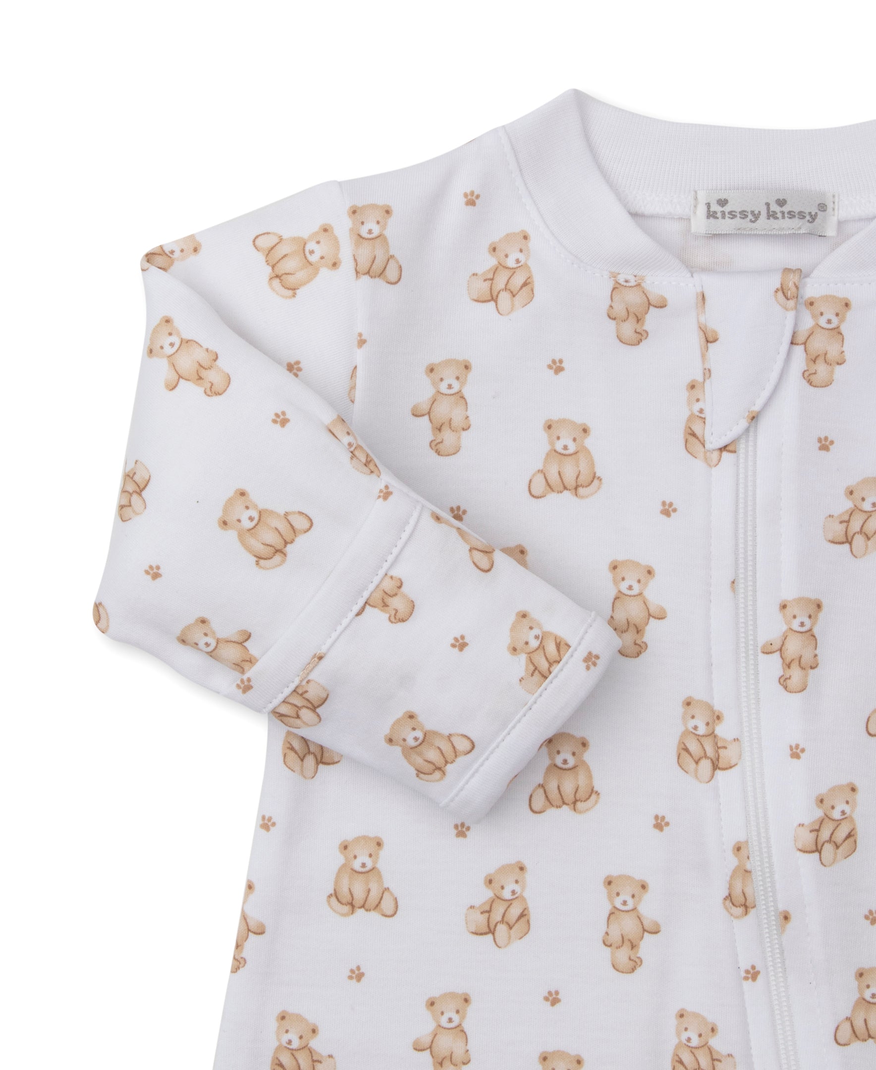 Teddy Bears Tan Zip Footie - Kissy Kissy