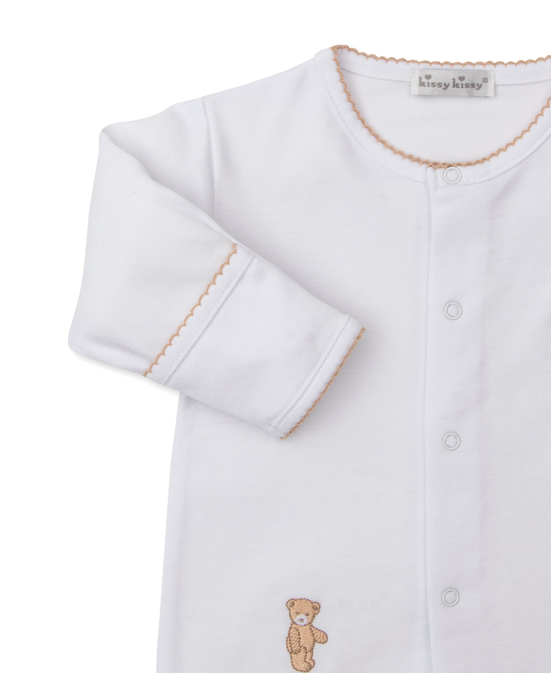 Teddy Bears White/Tan Footie & Hat Set - Kissy Kissy