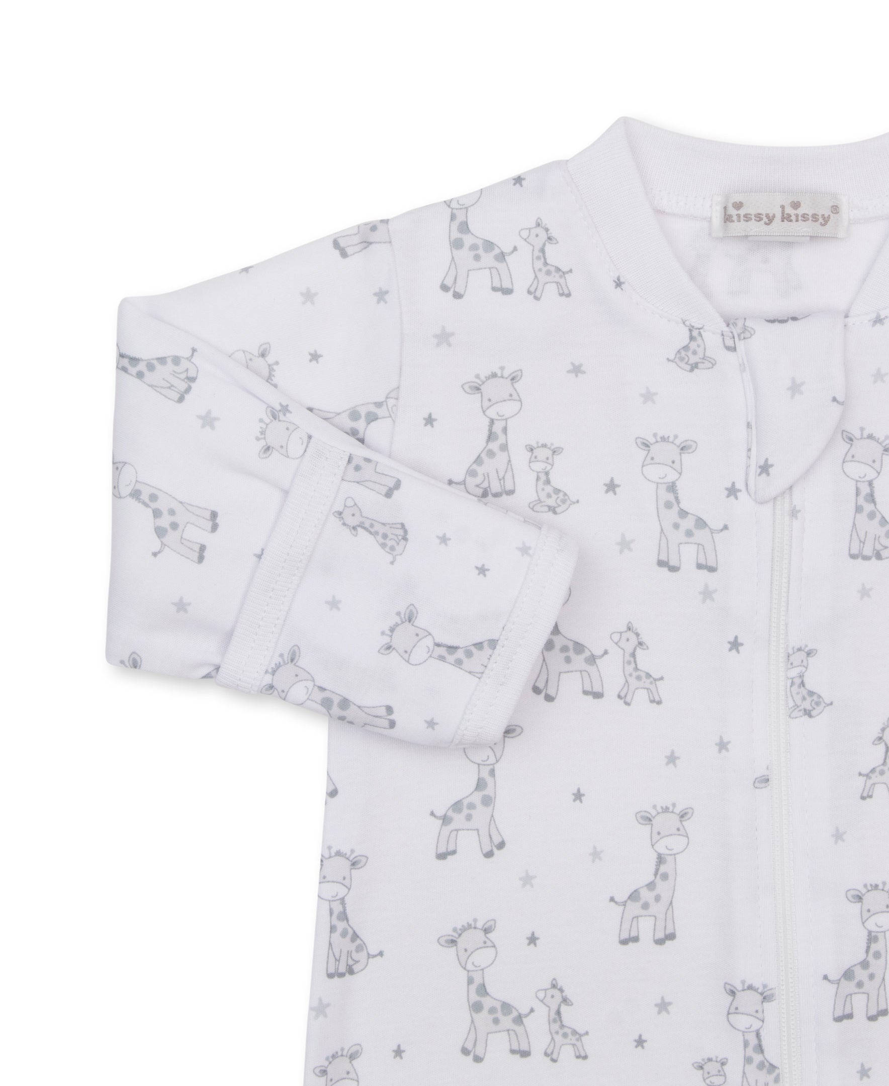 Just Giraffes Silver Zip Footie - Kissy Kissy