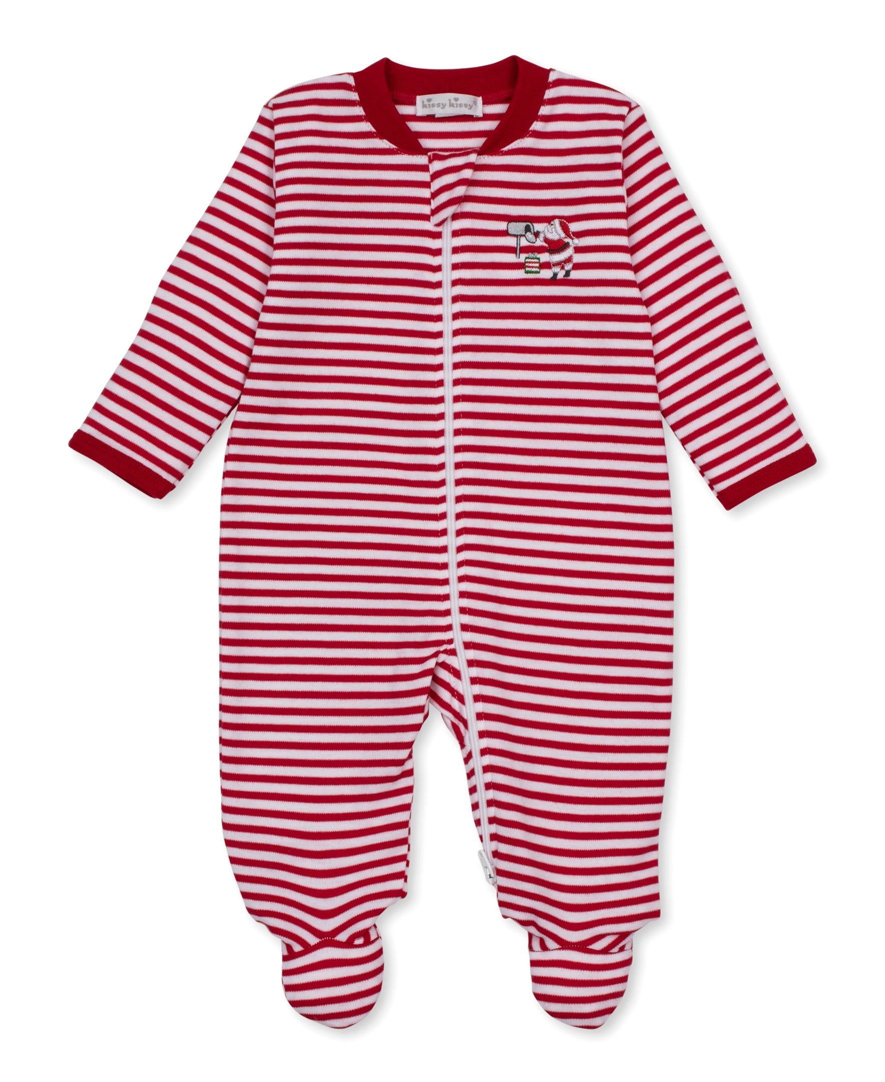 North Pole Reindeer Stripe Zip Footie
