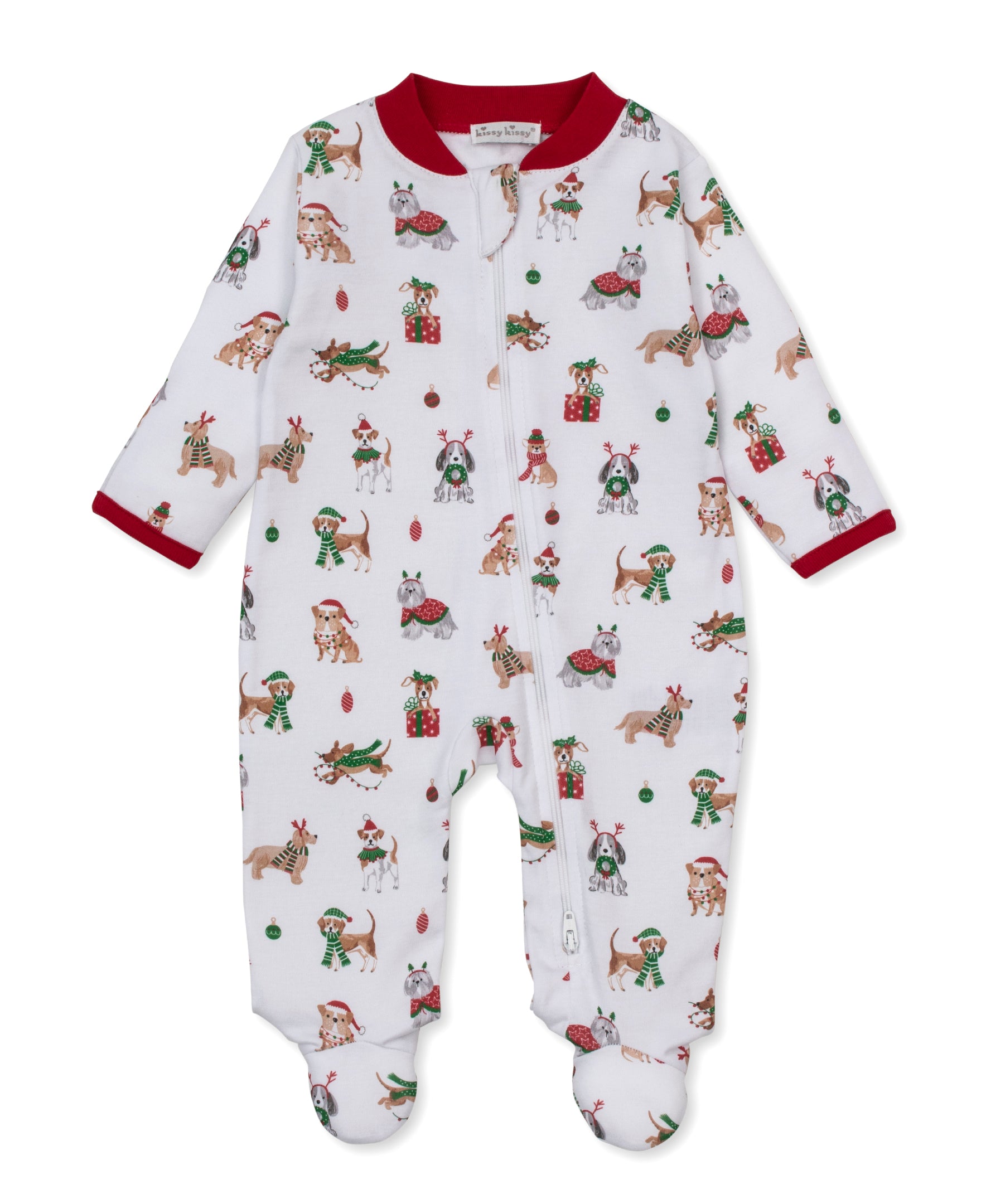 Santa's Merry Pups Zip Footie