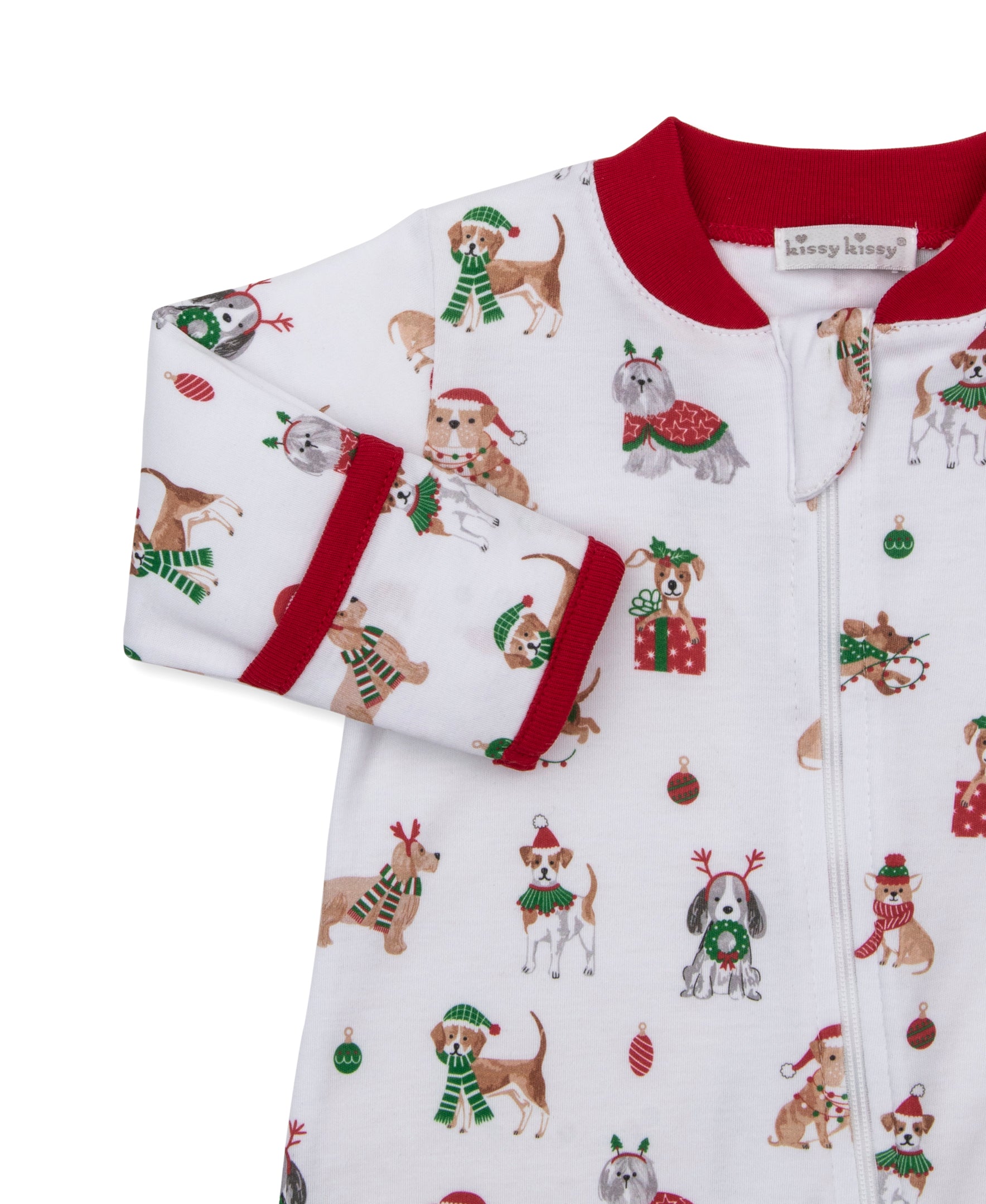 Santa's Merry Pups Zip Footie