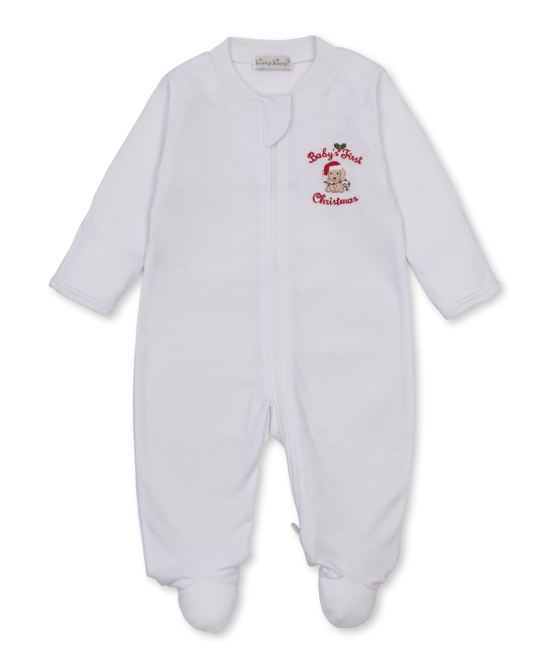 Baby's First Christmas 26 White Zip Footie