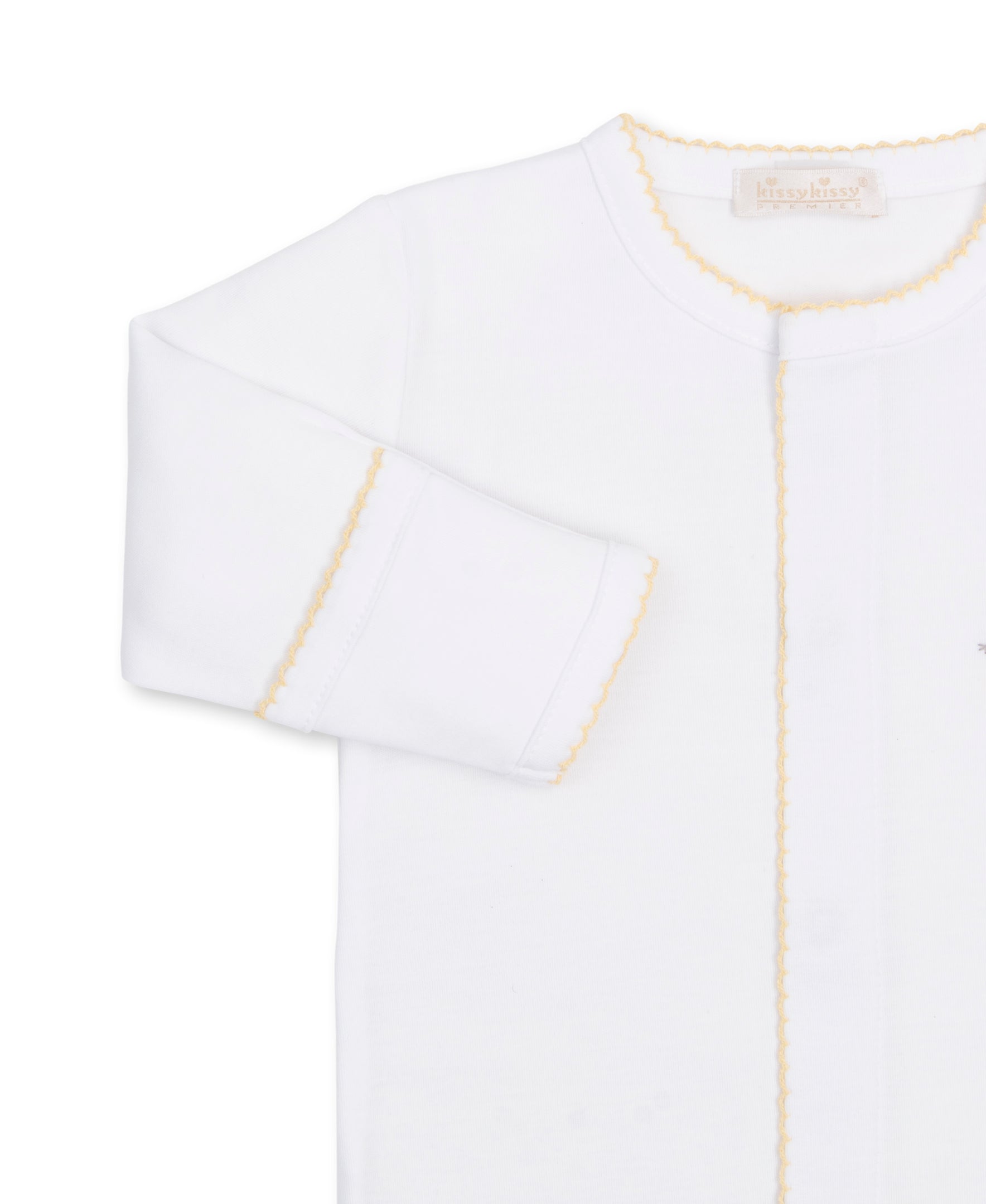 Premier Giraffe Love White/Yellow Hand Emb. Footie