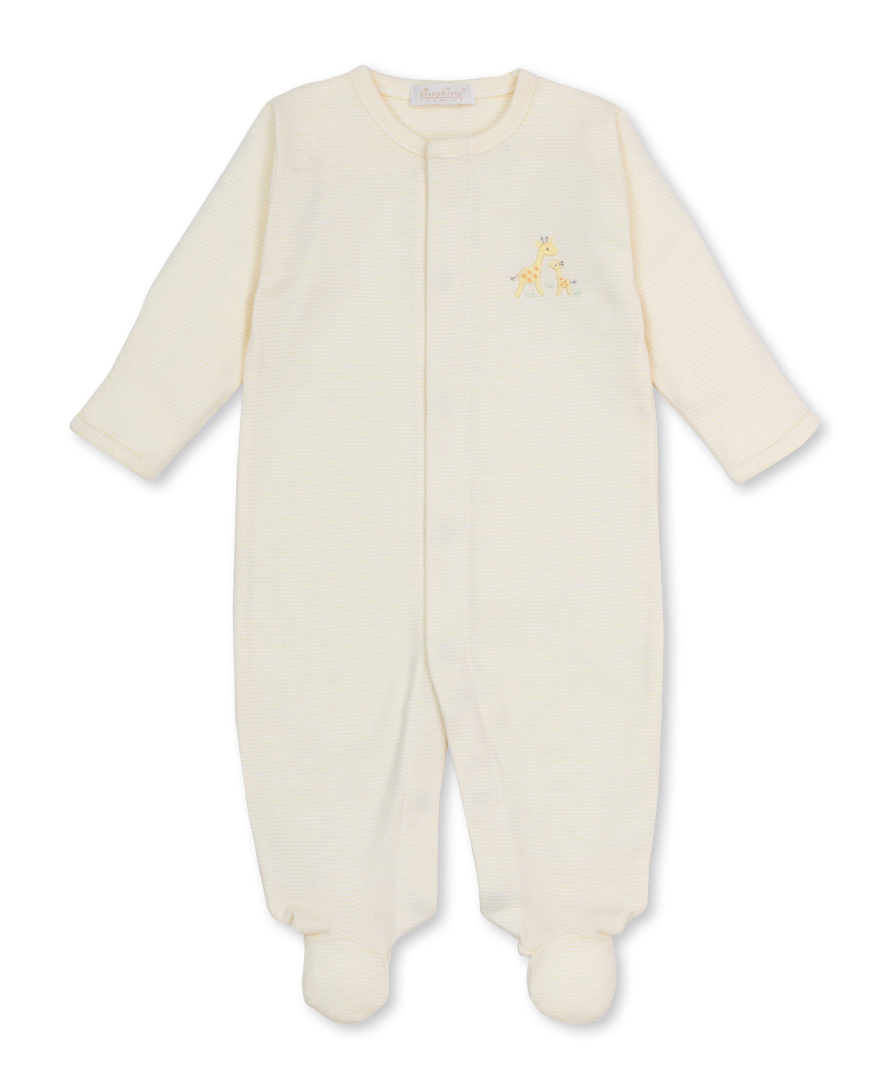 Premier Giraffe Love Yellow Hand Emb. Stripe Footie
