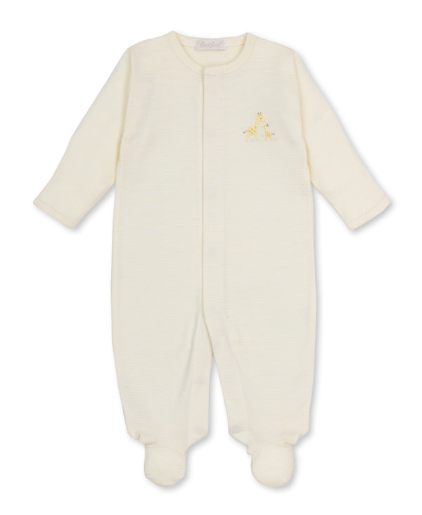 Premier Giraffe Love Yellow Hand Emb. Stripe Footie - Kissy Kissy