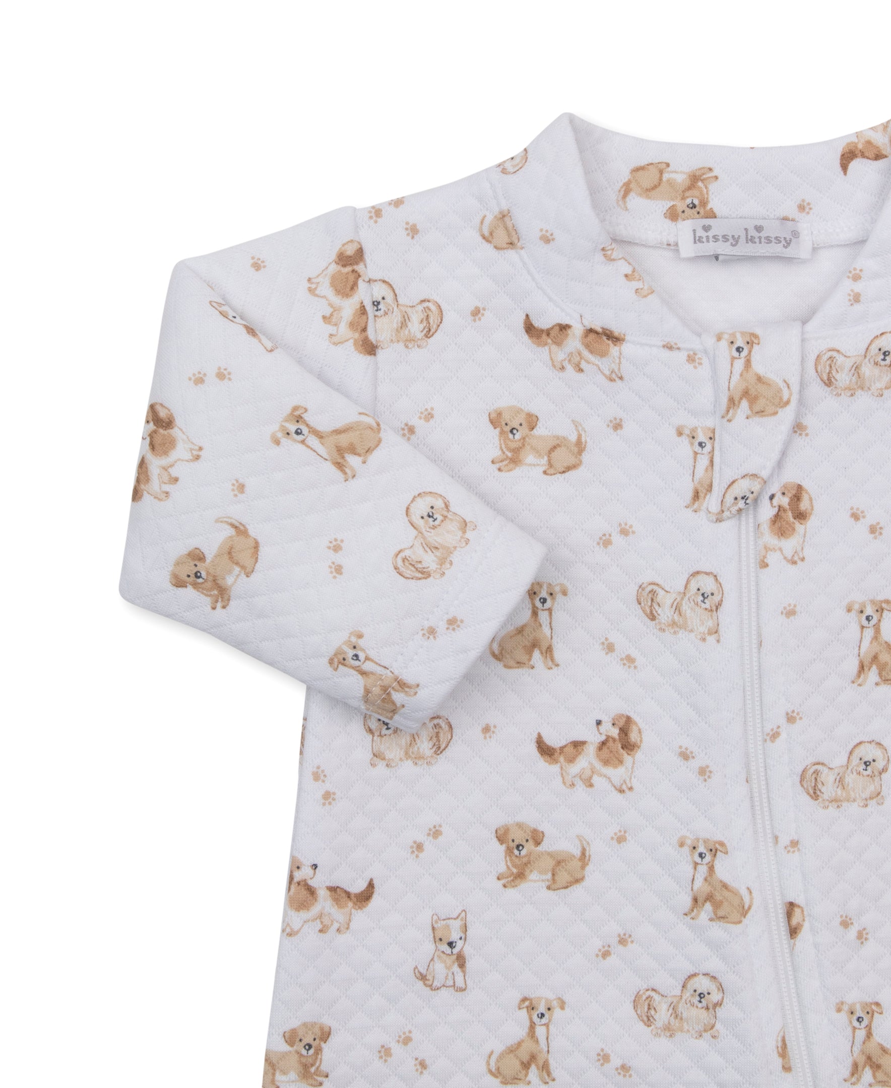 Puppy Paws Brown Jacquard Zip Footie