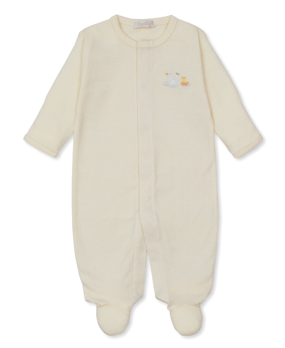 Premier Ducks Day Out Yellow Stripe Hand Emb. Footie - Kissy Kissy