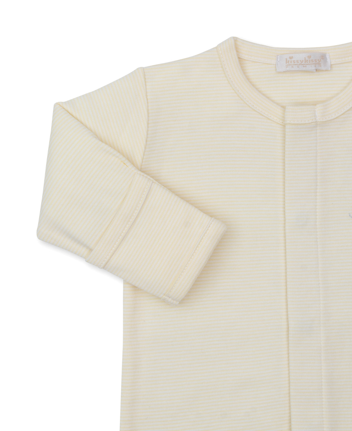 Premier Ducks Day Out Yellow Stripe Hand Emb. Footie - Kissy Kissy