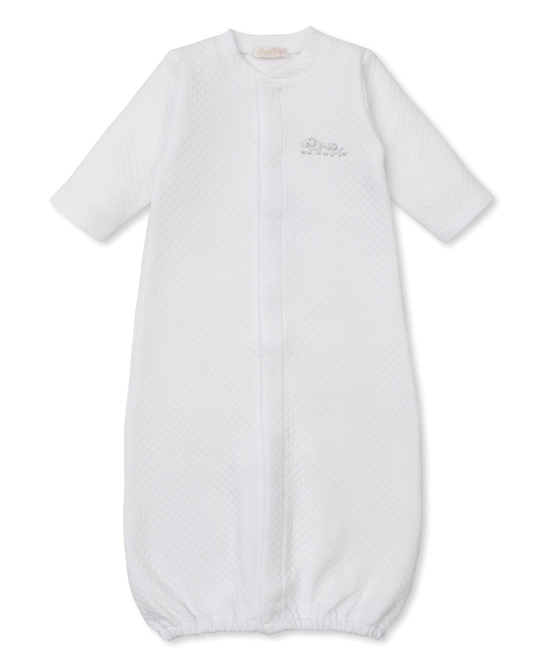 Premier Elephant Esprit White/Silver Hand Emb. Jacquard Conv. Gown - Kissy Kissy