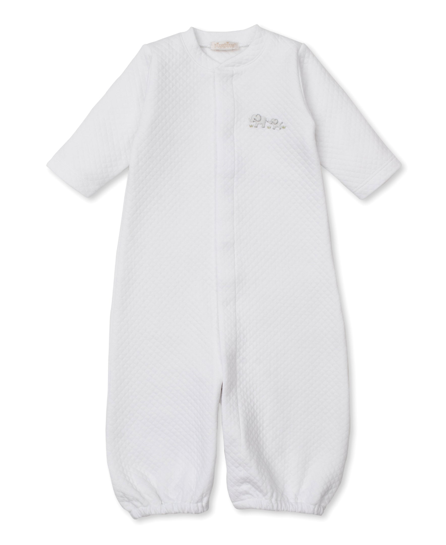 Premier Elephant Esprit White/Silver Hand Emb. Jacquard Conv. Gown - Kissy Kissy