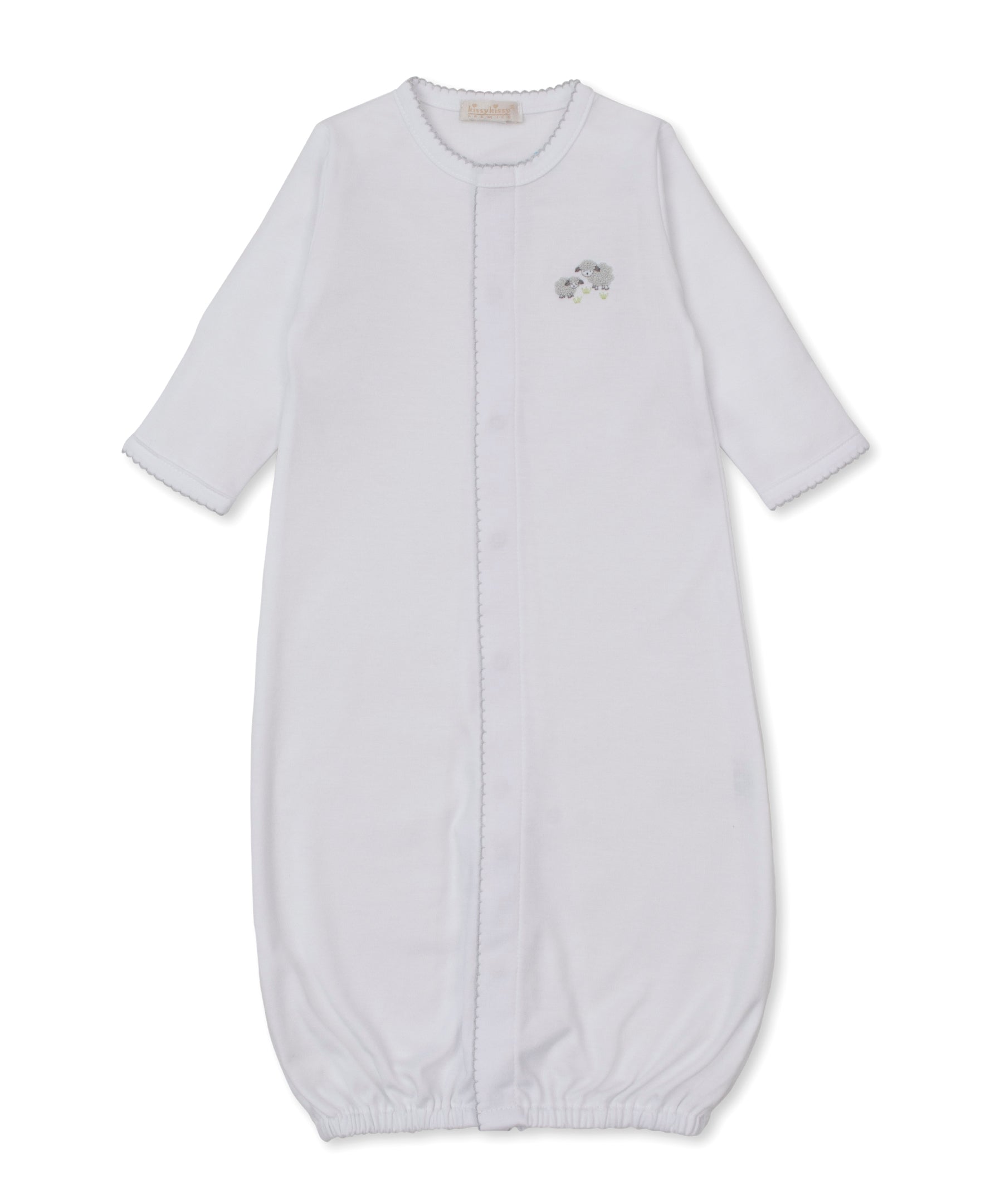Premier Sweet Sheep White/Silver Hand Emb. Conv. Gown - Kissy Kissy