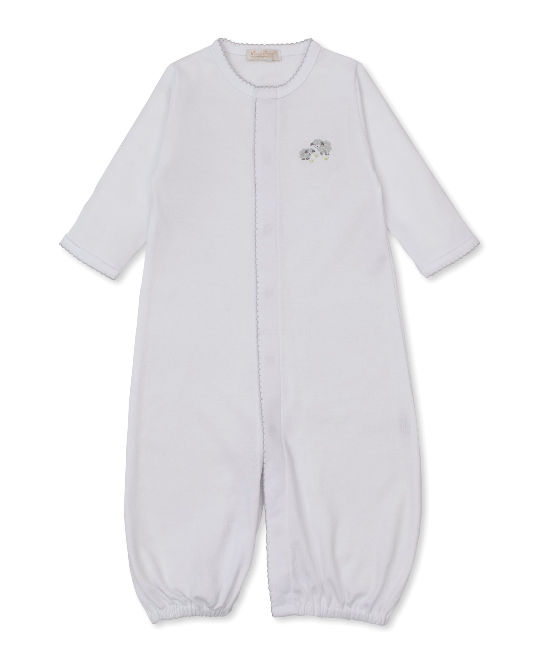 Premier Sweet Sheep White/Silver Hand Emb. Conv. Gown - Kissy Kissy