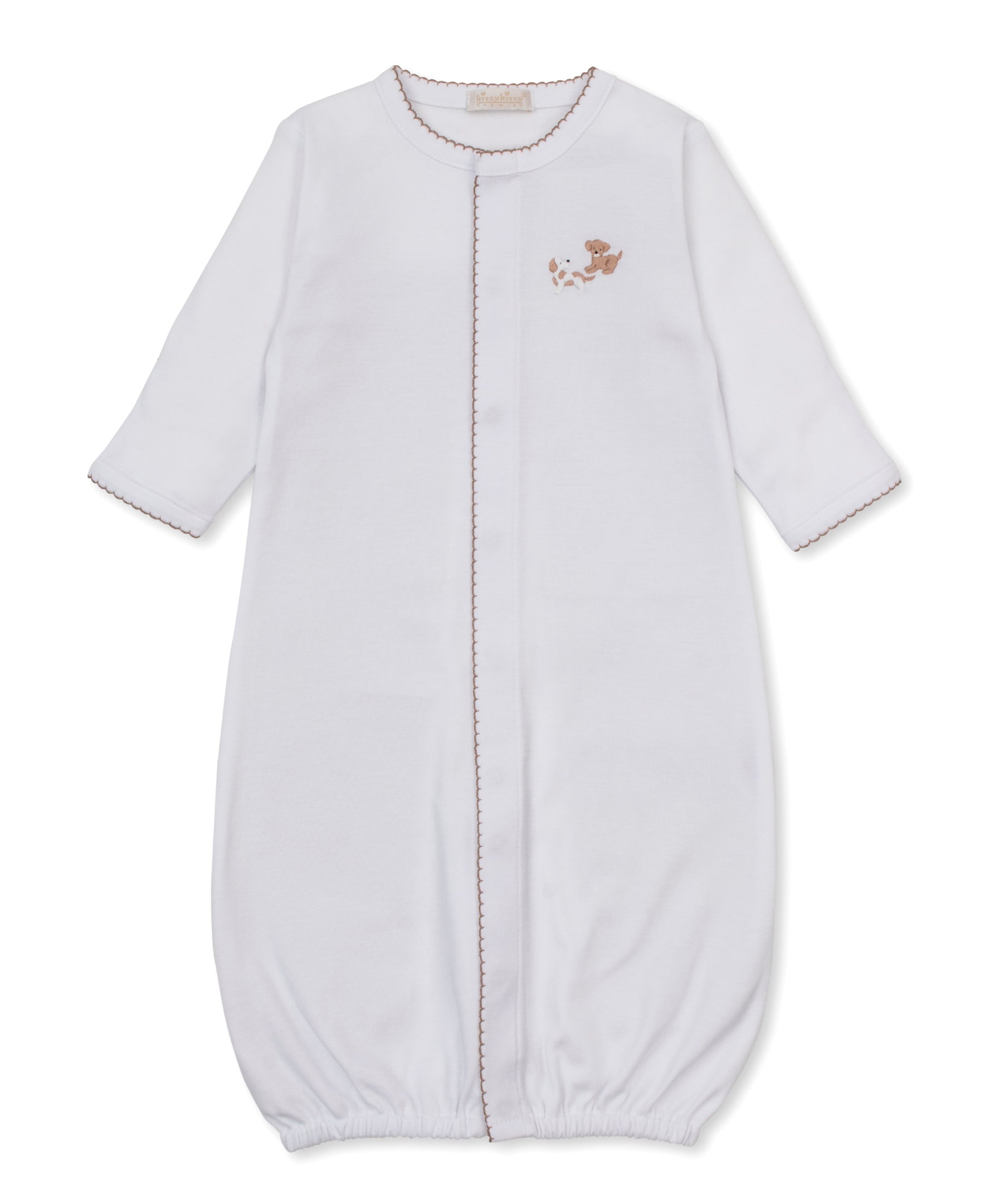 Premier Puppy Paws White/Brown Hand Emb. Conv Gown