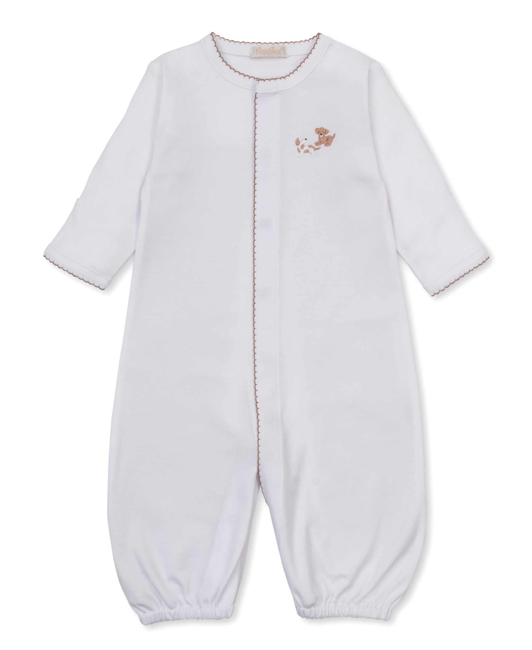 Premier Puppy Paws White/Brown Hand Emb. Conv Gown