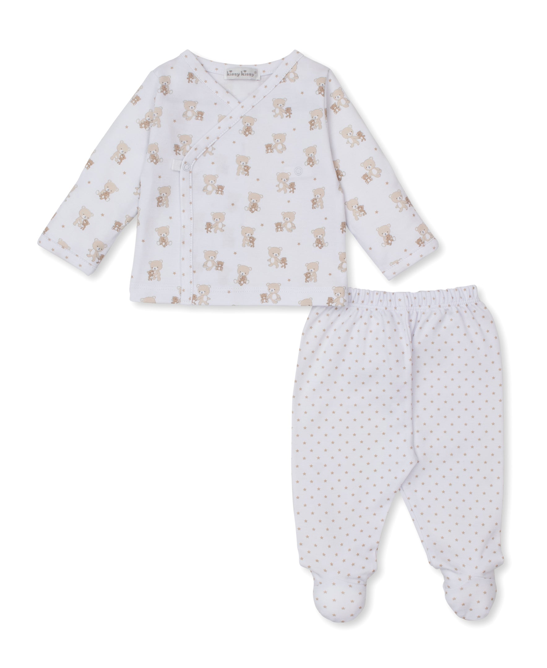 Teddy Bear Love Tan Footed Pant Set - Kissy Kissy