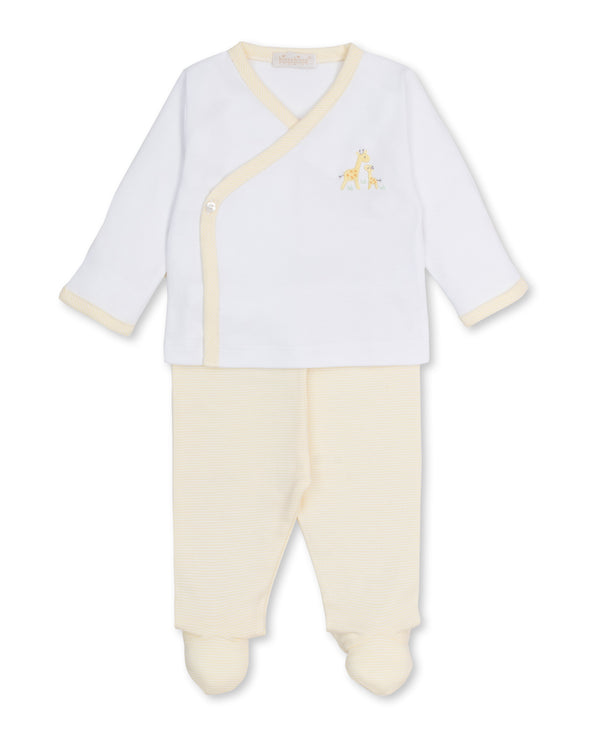 Premier Giraffe Love Hand Emb. Footed Pant Set - Kissy Kissy