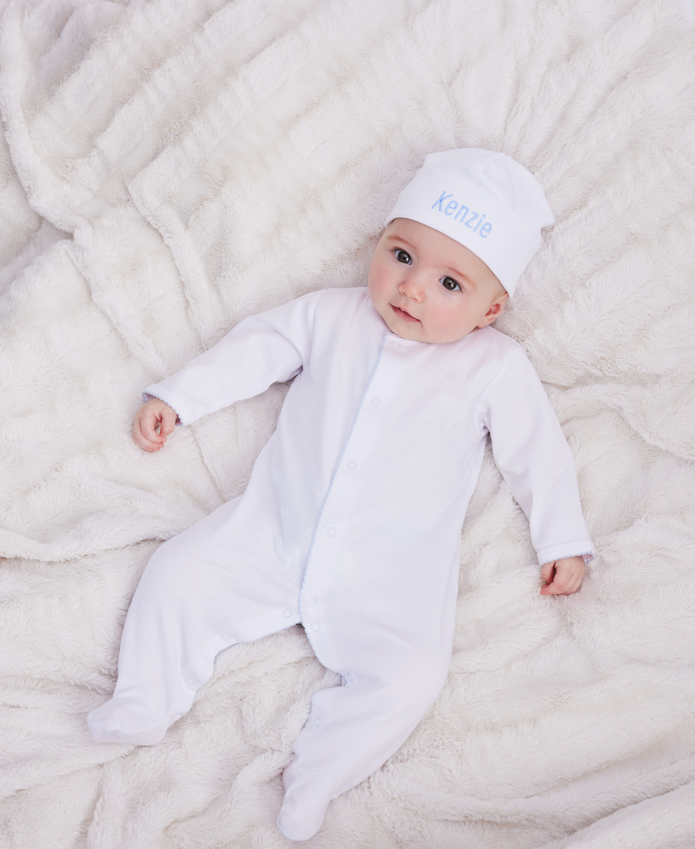 White/Blue Kissy Basics Footie NEW - Kissy Kissy