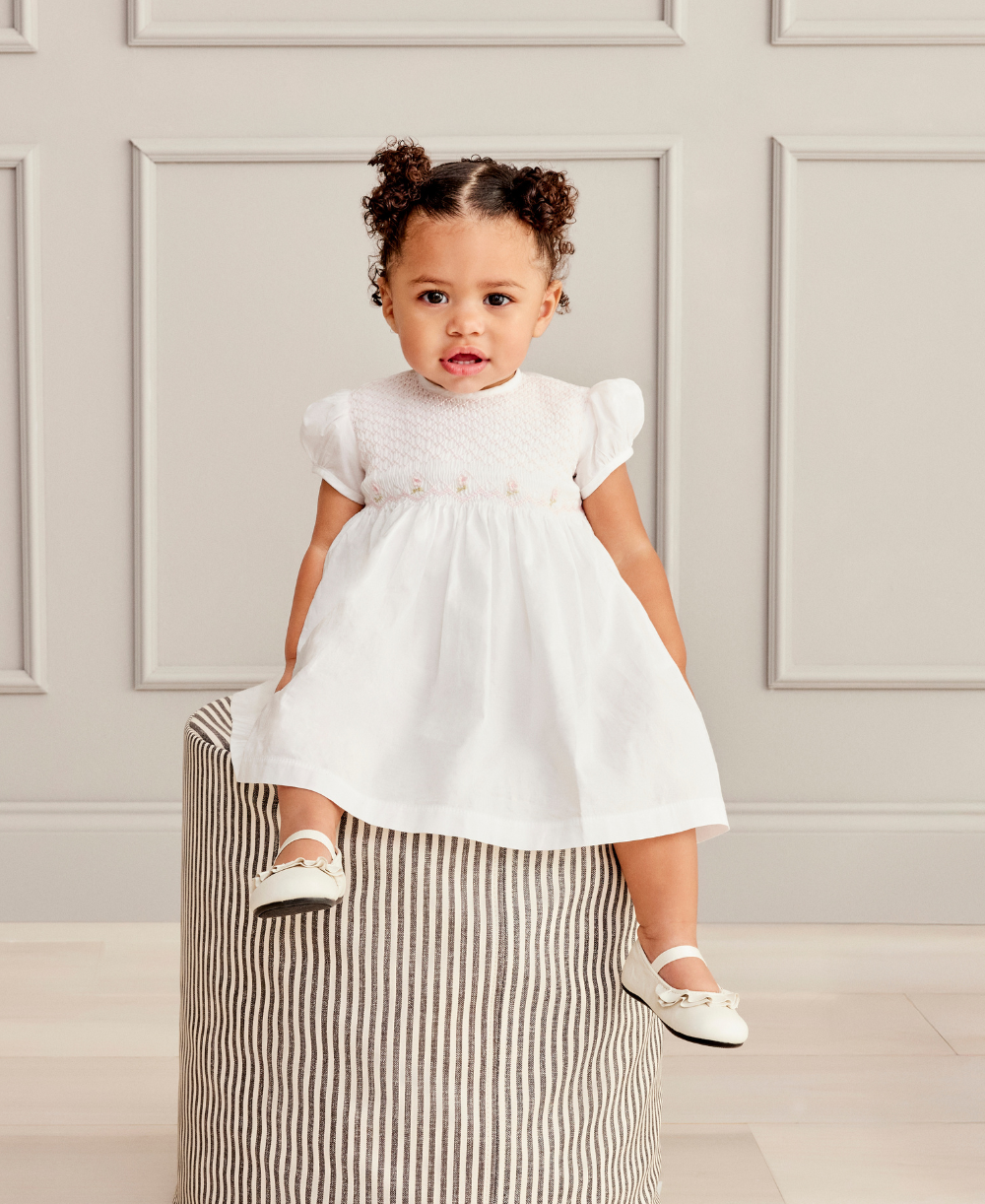 Kissy Elegance White Hand Smocked Woven Dress - Kissy Kissy