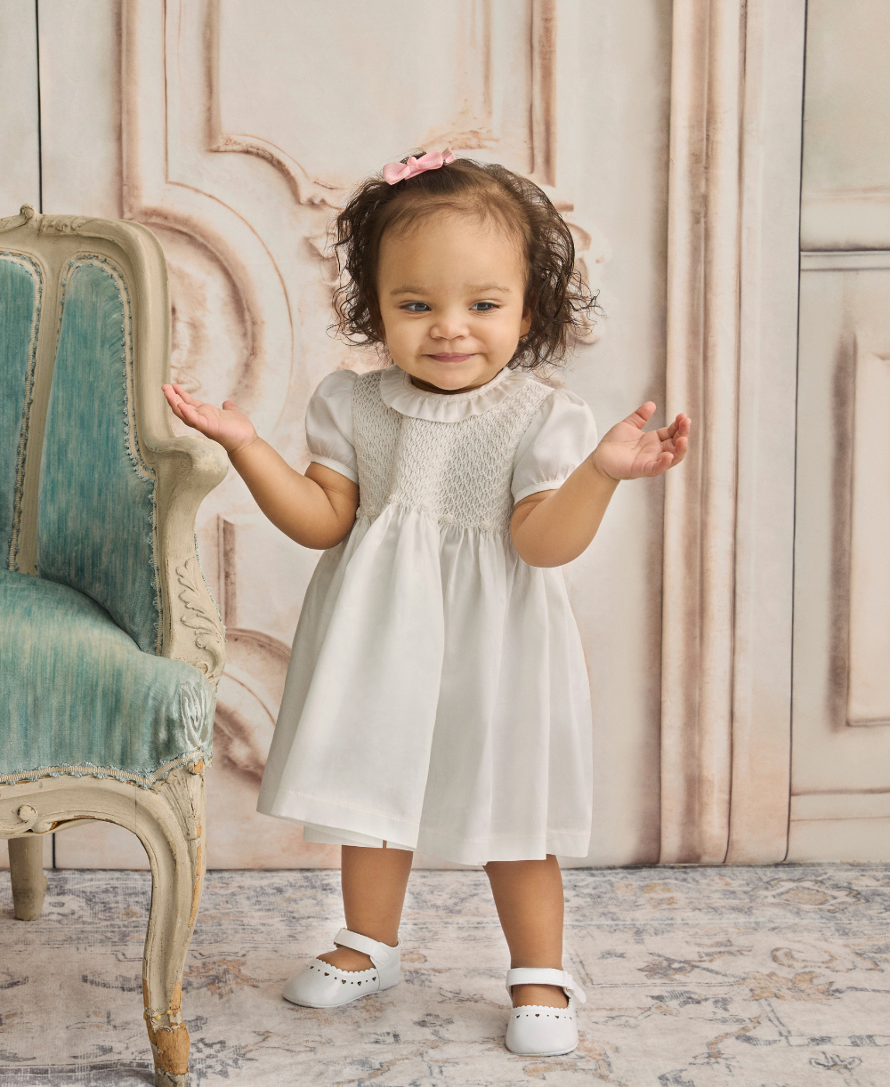 Kissy Elegance Ivory Hand Smocked Dress - Kissy Kissy