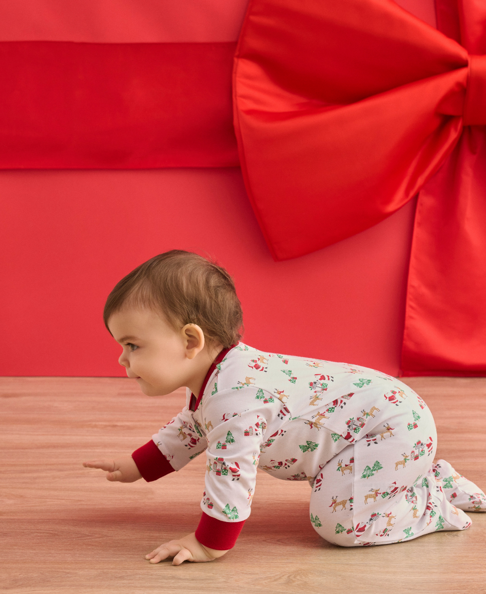 North Pole Reindeer Zip Footie - Kissy Kissy