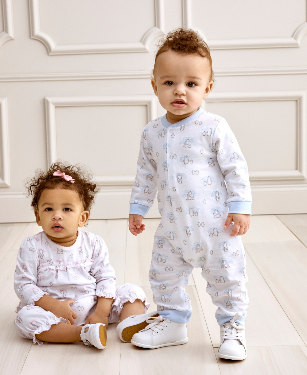 Snow Happy Penguins Blue Playsuit - Kissy Kissy
