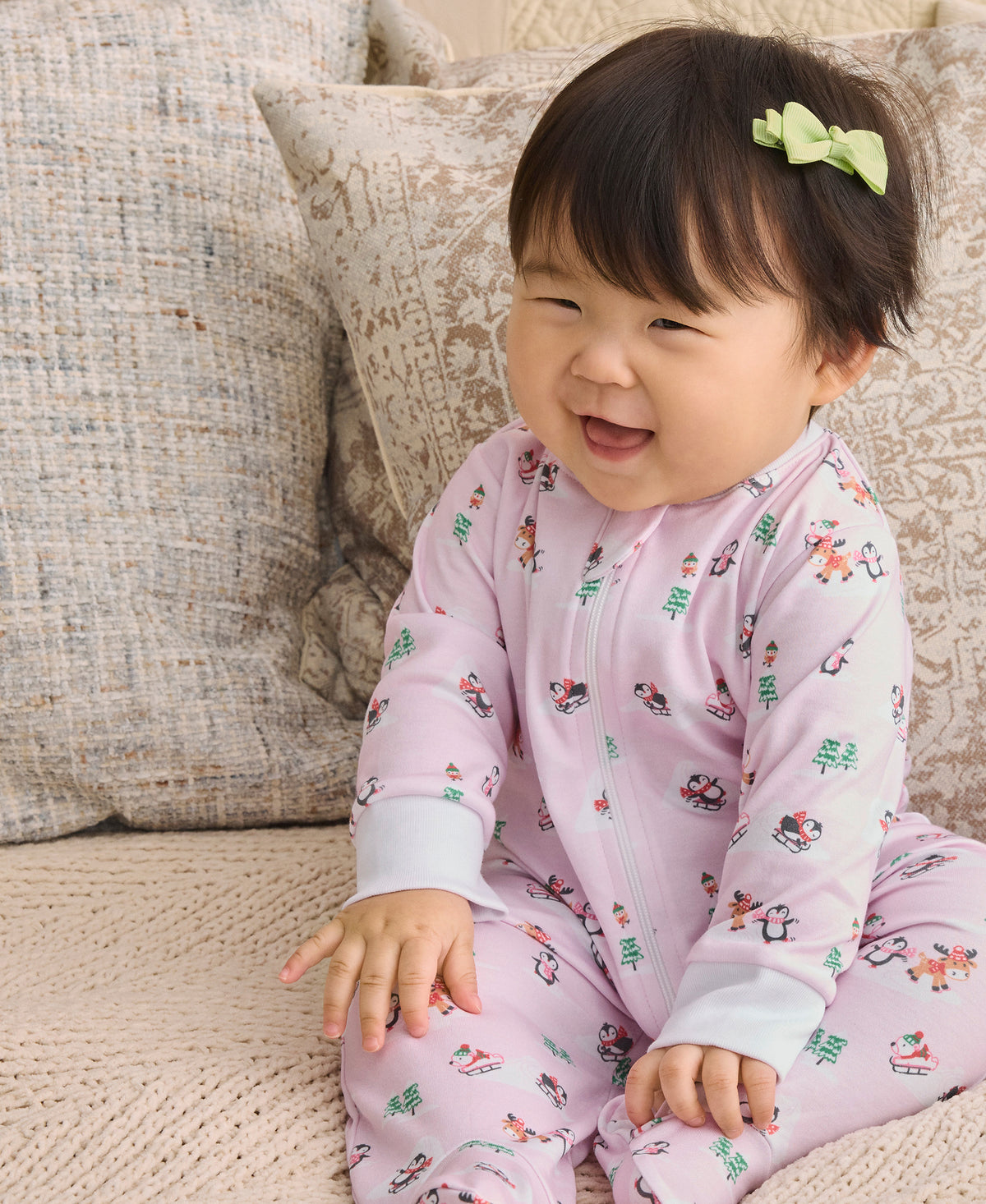 Snow Slides Pink Zip Footie - Kissy Kissy