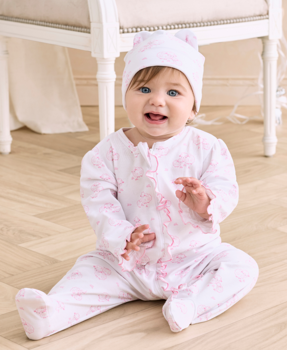 Sweet Sheep Pink Zip Footie - Kissy Kissy