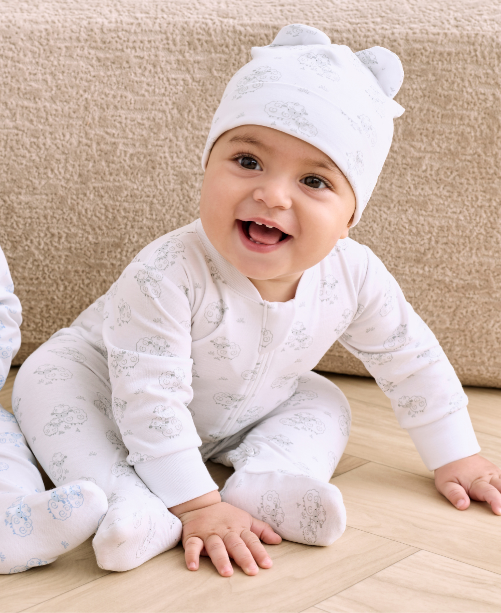 Sweet Sheep Silver Zip Footie - Kissy Kissy