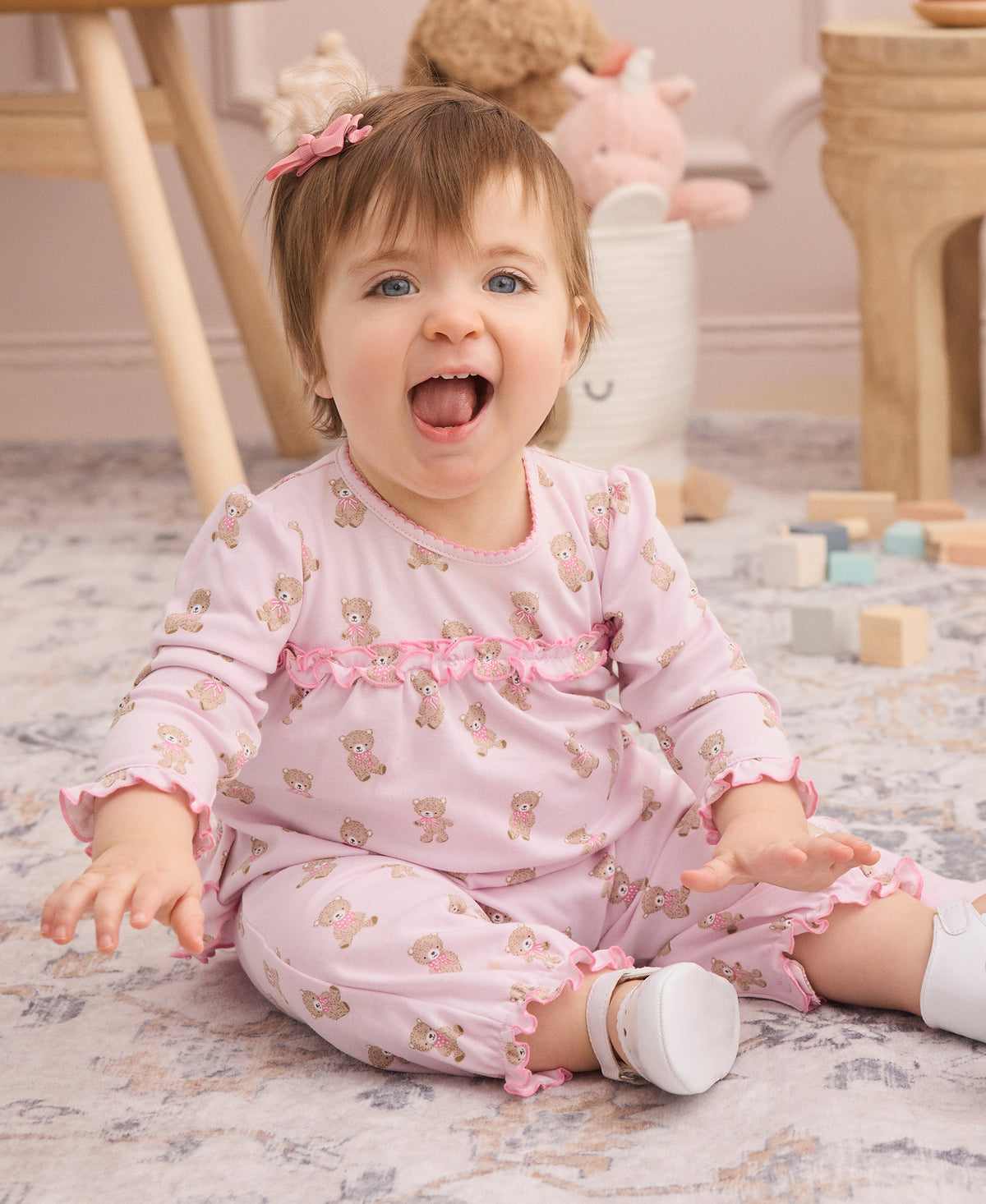 Teddy Bear Club Pink Ruffle Playsuit - Kissy Kissy