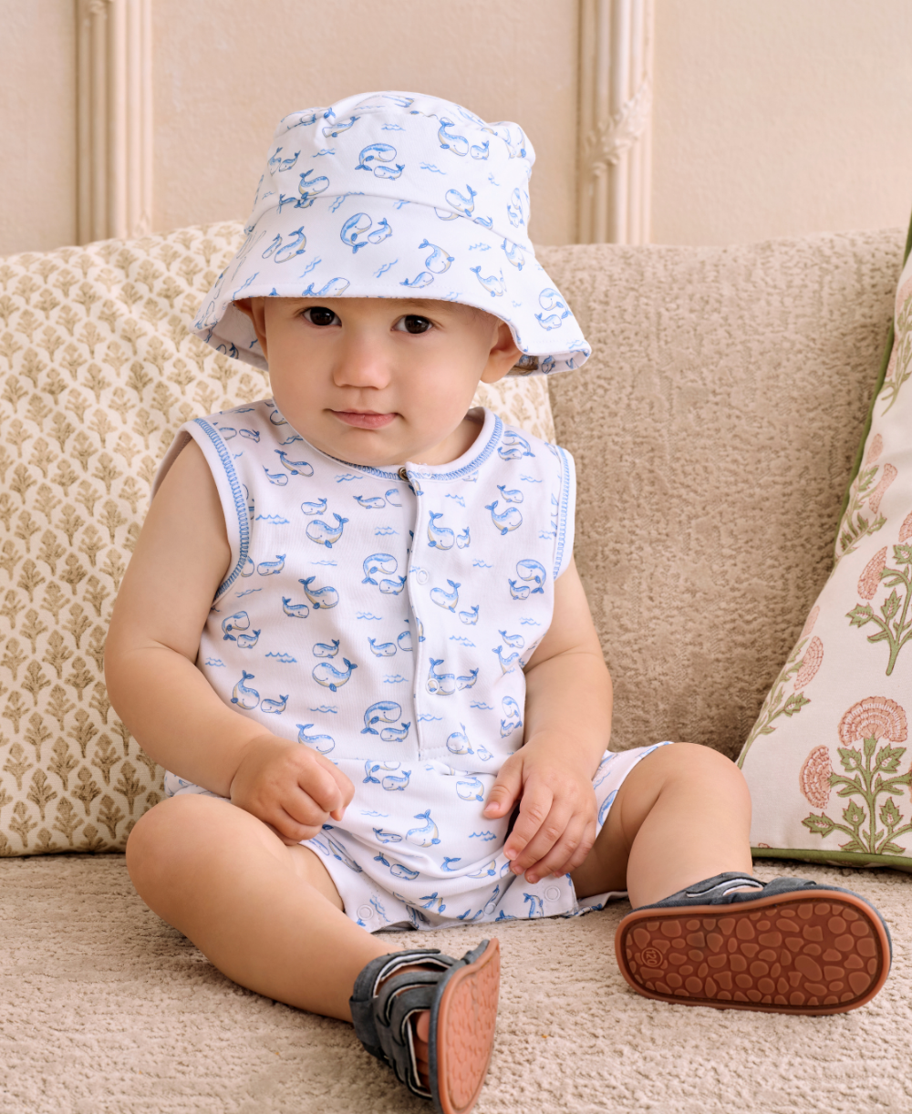 Whale Pods Blue Sleeveless Playsuit - Kissy Kissy