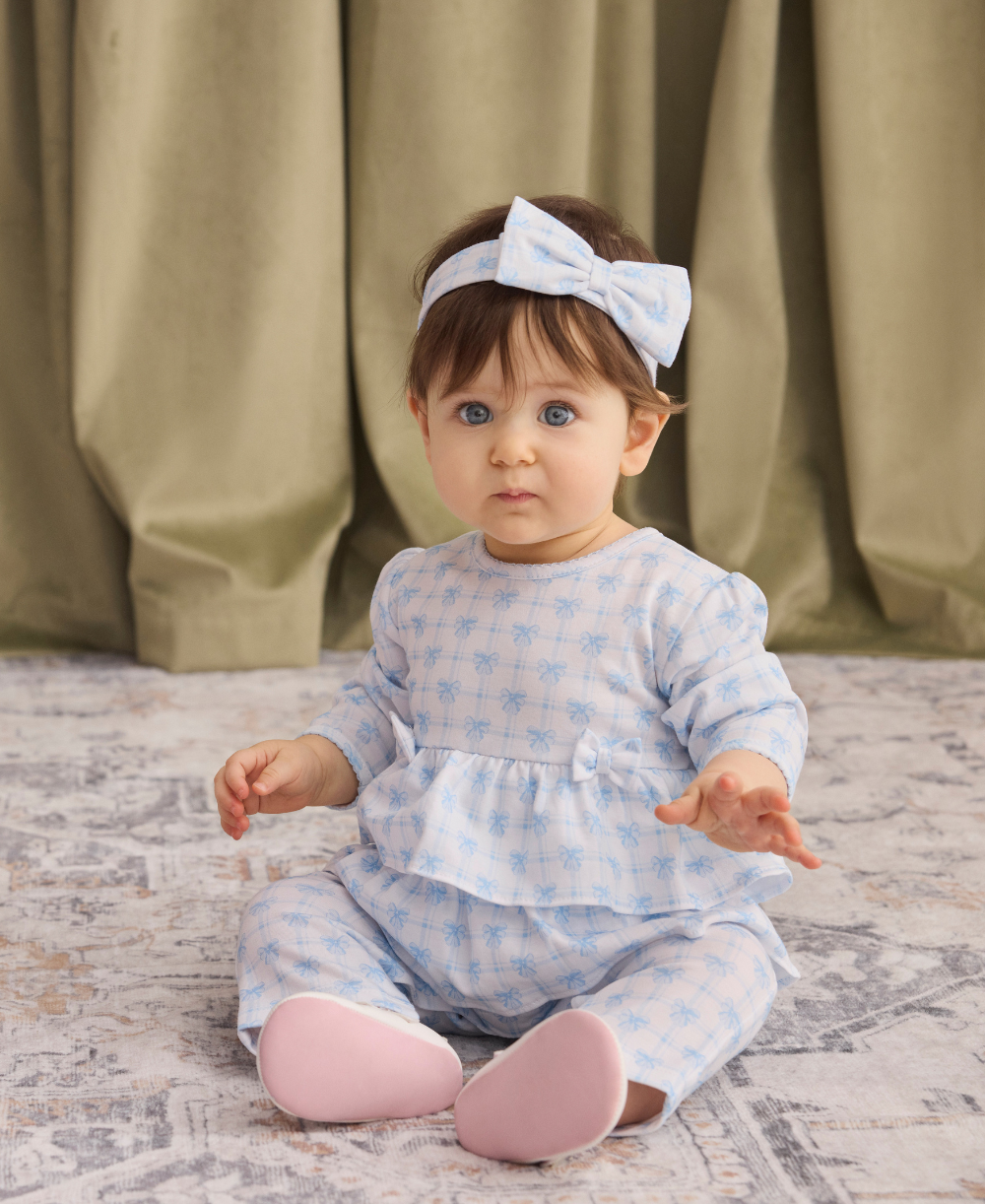 Windowpane Bows Blue Headband