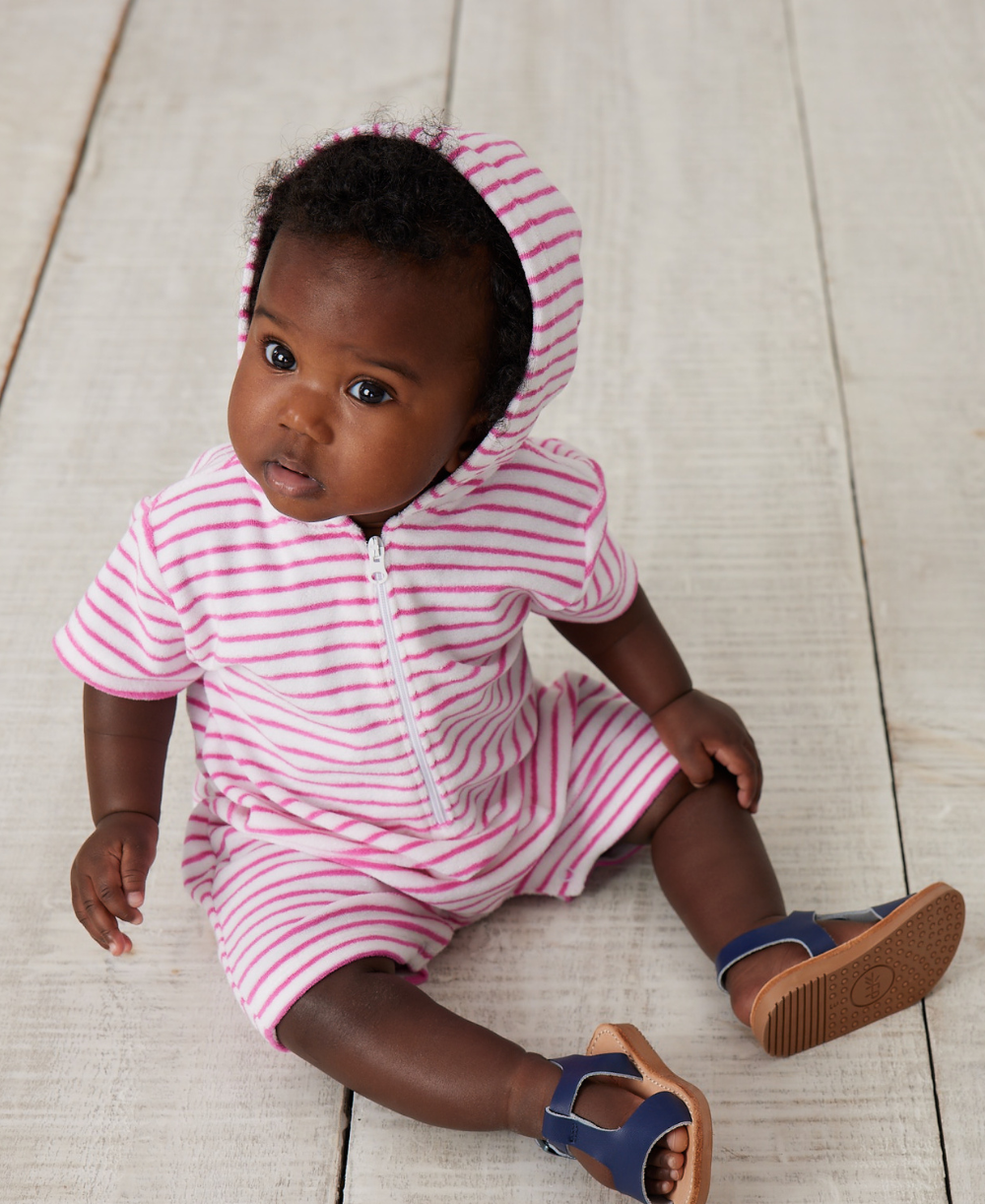 Cabana Terry Stripes Fuchsia Romper - Kissy Kissy