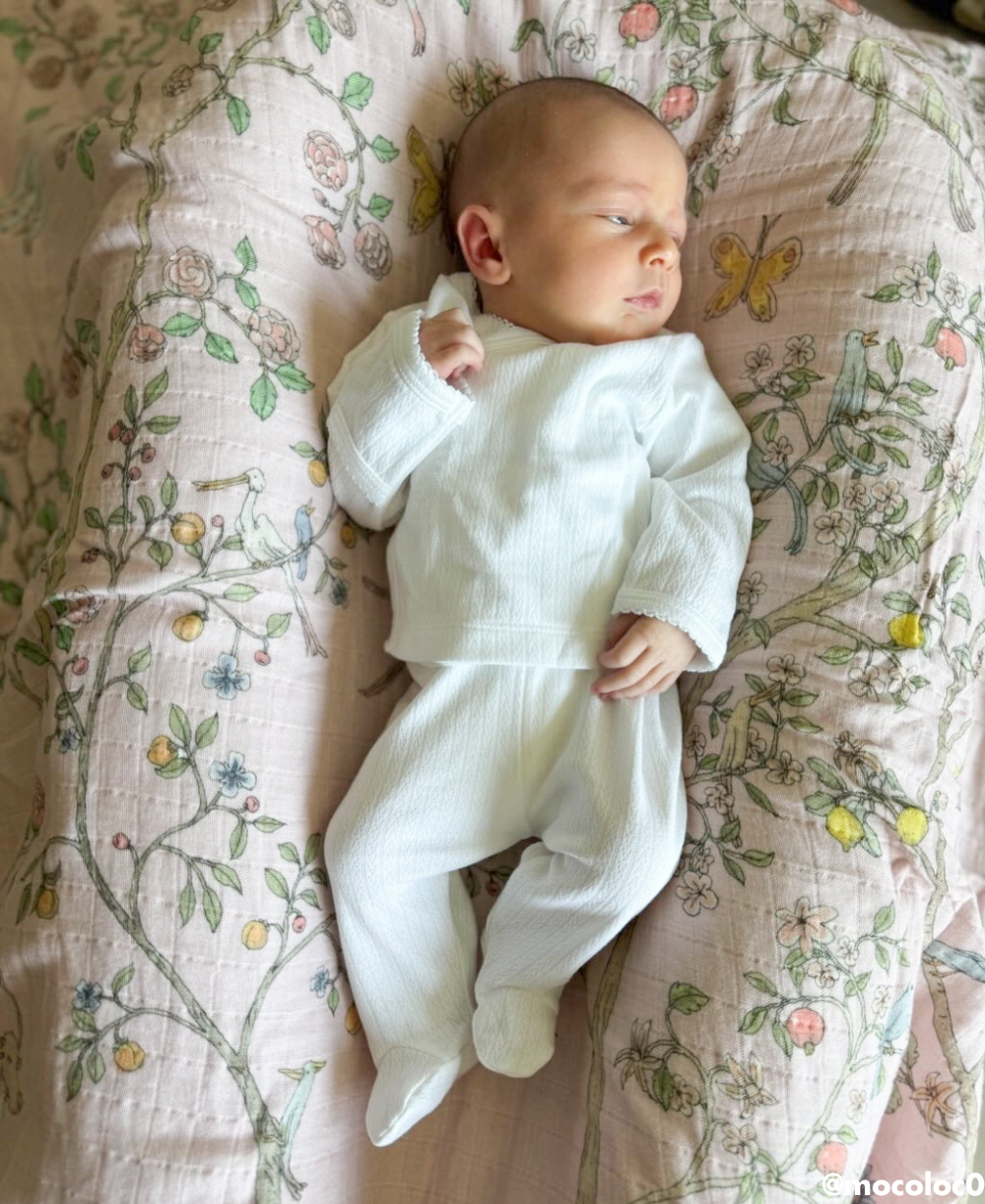 White Pointelle Cross Tee and Pant Set - Kissy Kissy