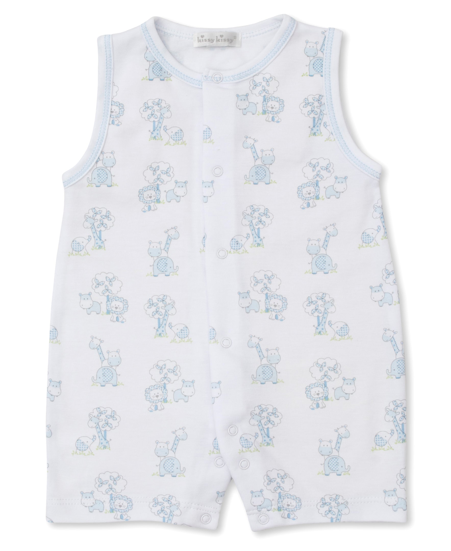 Gingham Jungle Blue Sleeveless Playsuit - Kissy Kissy
