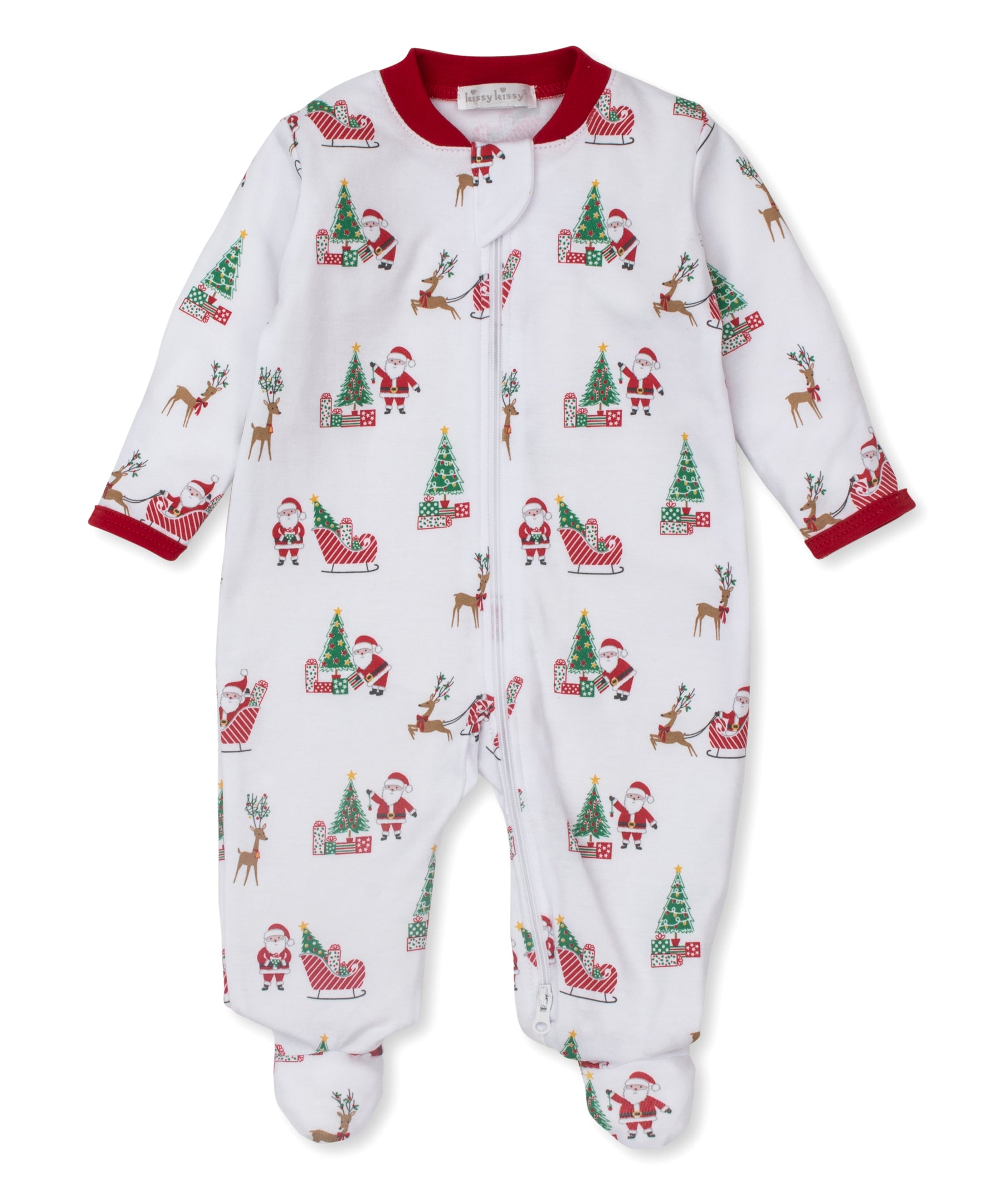 Santa's Sleigh Zip Footie - Kissy Kissy